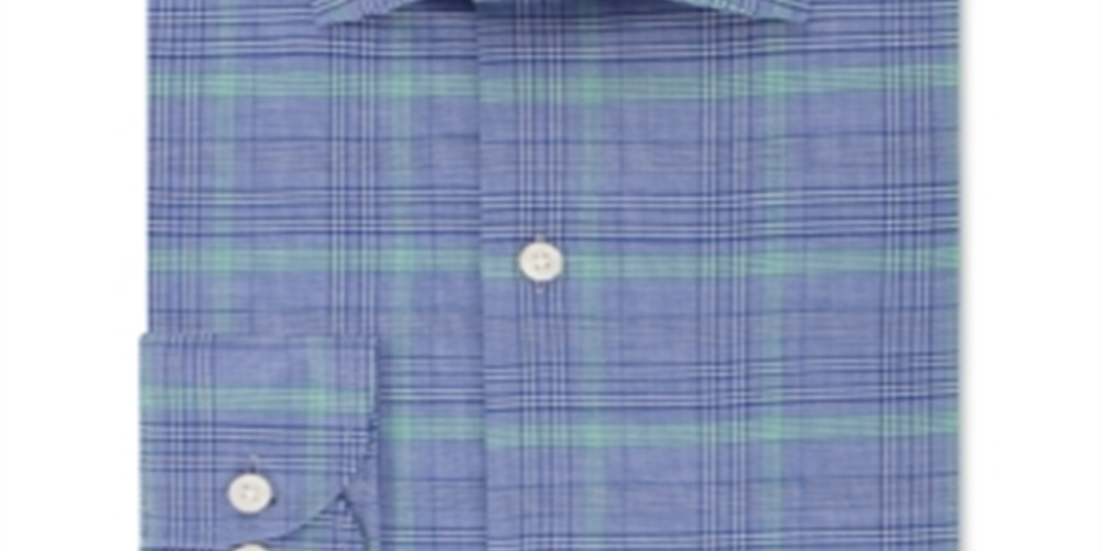 Camisa social masculina Tommy Hilfiger THFlex Supima Performance Stretch Check Azul Tamanho 15,5X32-33