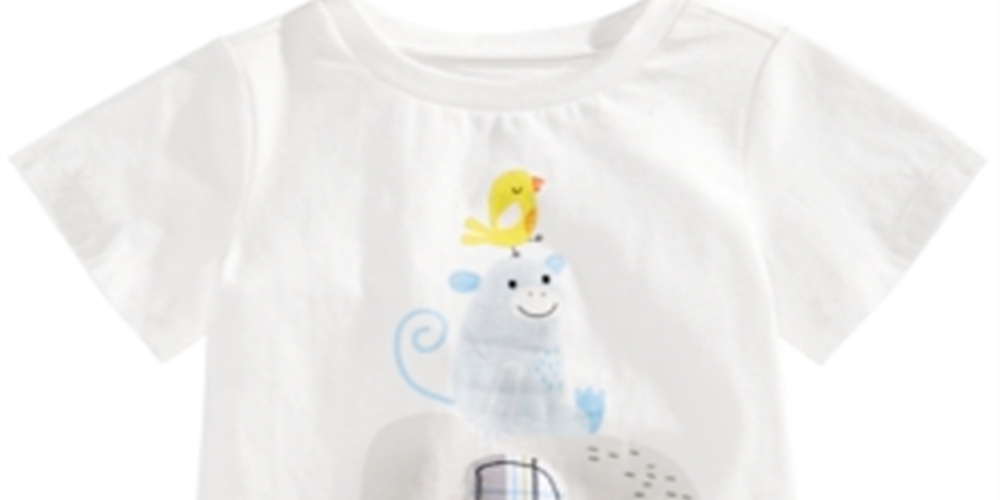 Camiseta de algodão com estampa de elefante para bebês meninos First Impressions, branca, tamanho 18 meses