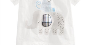 Camiseta de algodão com estampa de elefante para bebês meninos First Impressions, branca, tamanho 18 meses