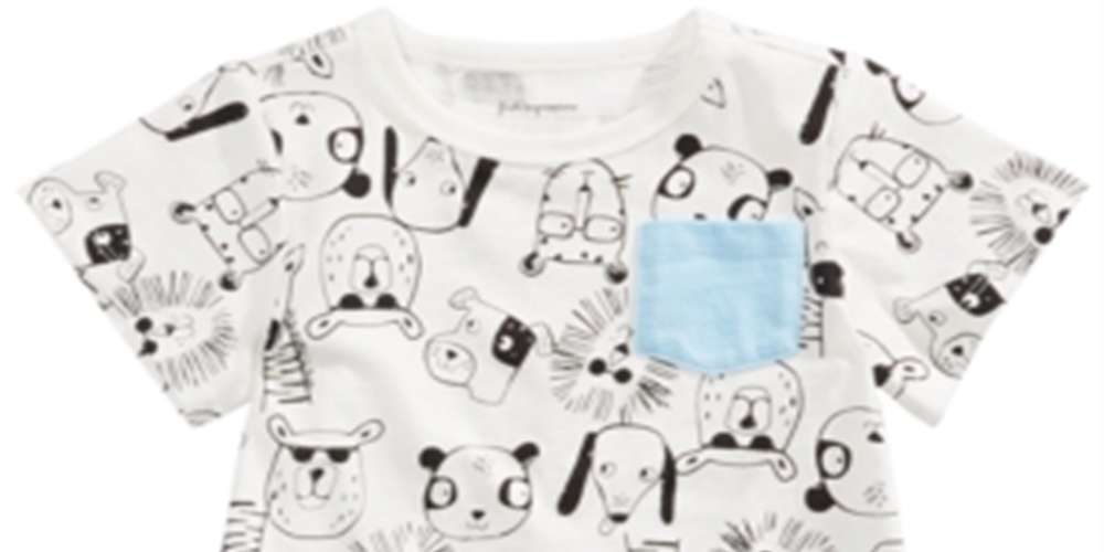 Camiseta de algodão com estampa animal para bebês meninos First Impressions, branca, tamanho 6 a 9 meses