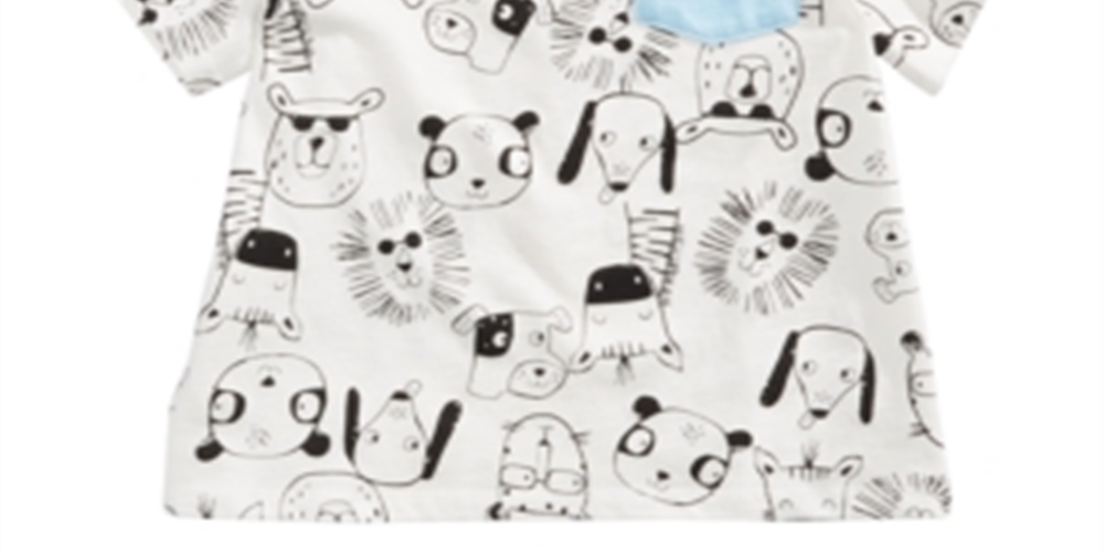 Camiseta de algodão com estampa animal para bebês meninos First Impressions, branca, tamanho 6 a 9 meses