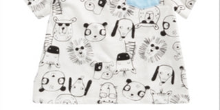Camiseta de algodão com estampa animal para bebês meninos First Impressions, branca, tamanho 6 a 9 meses