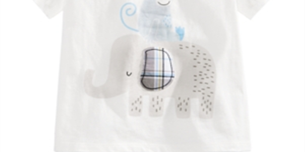 Camiseta de algodão com estampa de elefante para bebês meninos First Impressions, branca, tamanho 24 meses