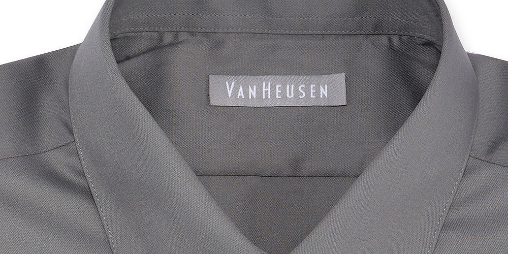 Camisa social masculina Van Heusen Lux Sateen Regular Fit com botões, cinza, tamanho 16x34-35