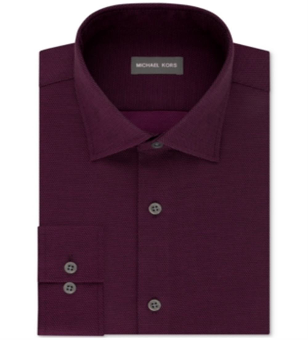 Camisa social masculina Michael Kors com gola estampada, tamanho vinho, 16,5 x 34-35