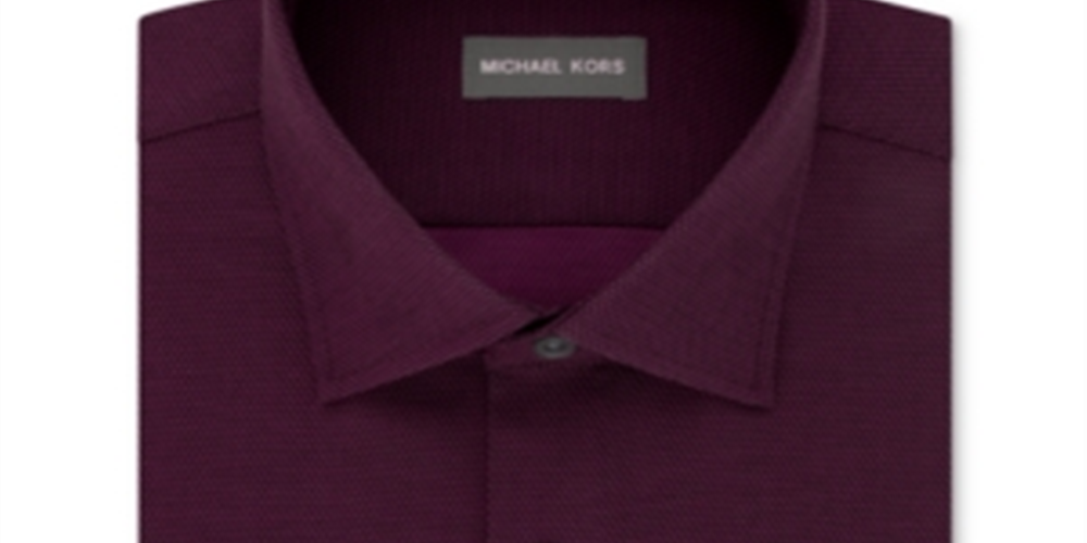 Camisa social masculina Michael Kors com gola estampada, tamanho vinho, 16,5 x 34-35