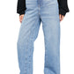 Calça jeans feminina Free People Relaxed Straight Slouch - Yucca Valley Indigo Blue, tamanho 30