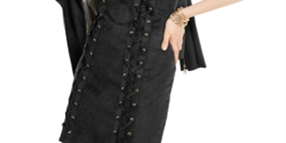 Vestido feminino INC de camurça sintética com cadarço, preto, tamanho GG