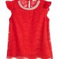 Top de renda enfeitado Monteau Big Girl's vermelho tamanho XL