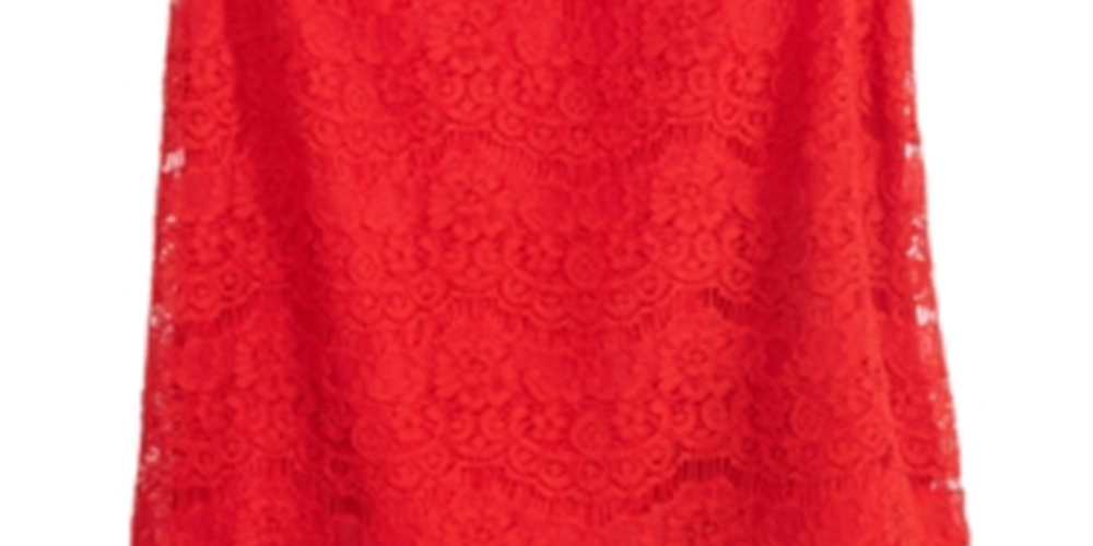 Top de renda enfeitado Monteau Big Girl's vermelho tamanho XL