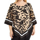 Blusa feminina Alfani Plus com estampa animal, preta, tamanho 3X
