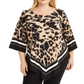 Blusa feminina Alfani Plus com estampa animal, preta, tamanho 3X