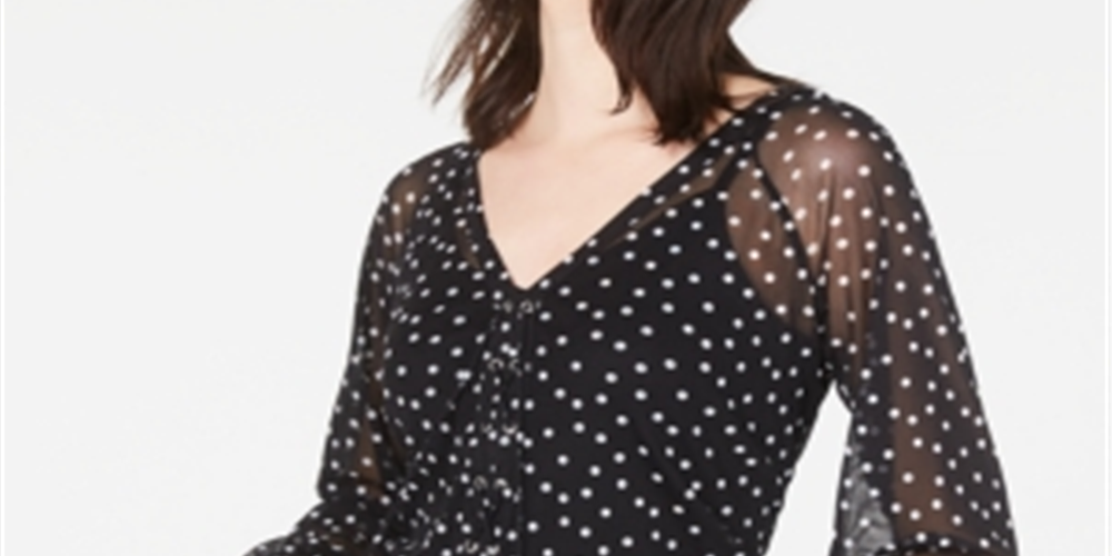 Top feminino estampado com cadarço INC International Concepts, preto, tamanho 2XL