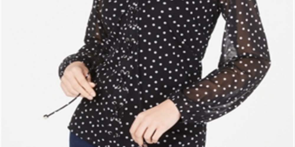 Top feminino estampado com cadarço INC International Concepts, preto, tamanho 2XL