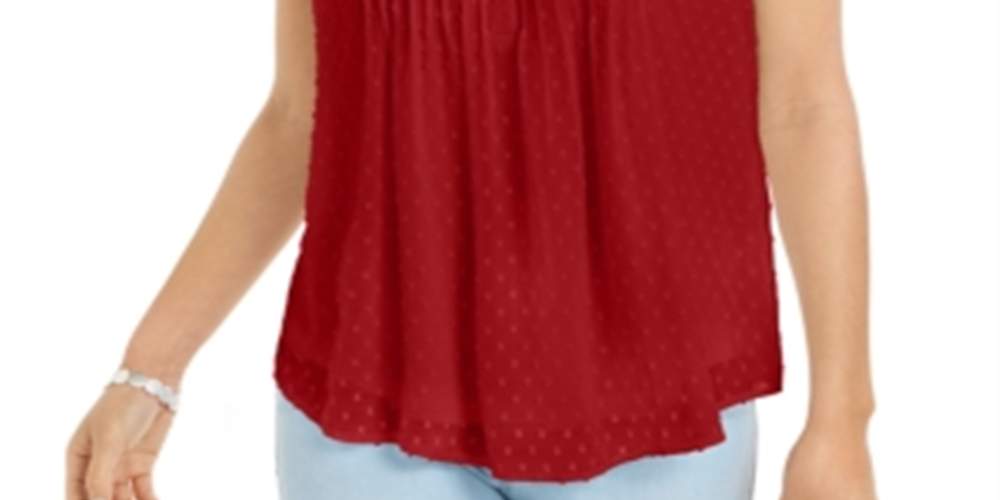 Blusa Calvin Klein Feminina Barn Plus Texture Dot Gola V Vermelha Tamanho XX-G