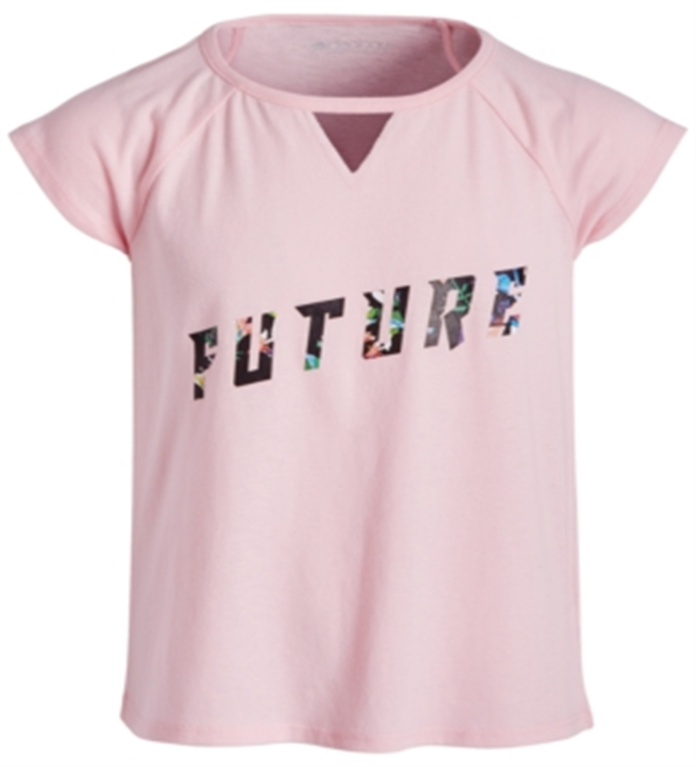 Camiseta estampada com recorte de fechadura Ideology Big Girl, rosa, tamanho médio