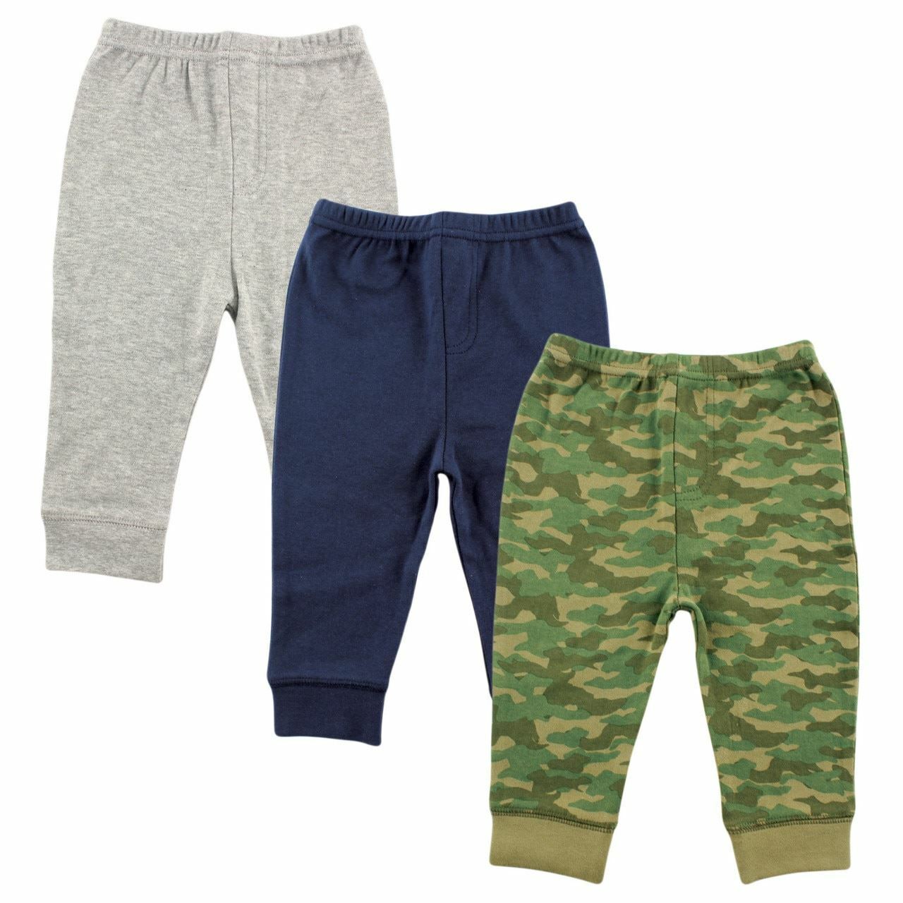 Calças de algodão Luvable Friends para bebês e crianças pequenas, pacote com 3, camuflagem, tamanho 18 a 24 meses