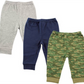 Calças de algodão Luvable Friends para bebês e crianças pequenas, pacote com 3, camuflagem, tamanho 18 a 24 meses