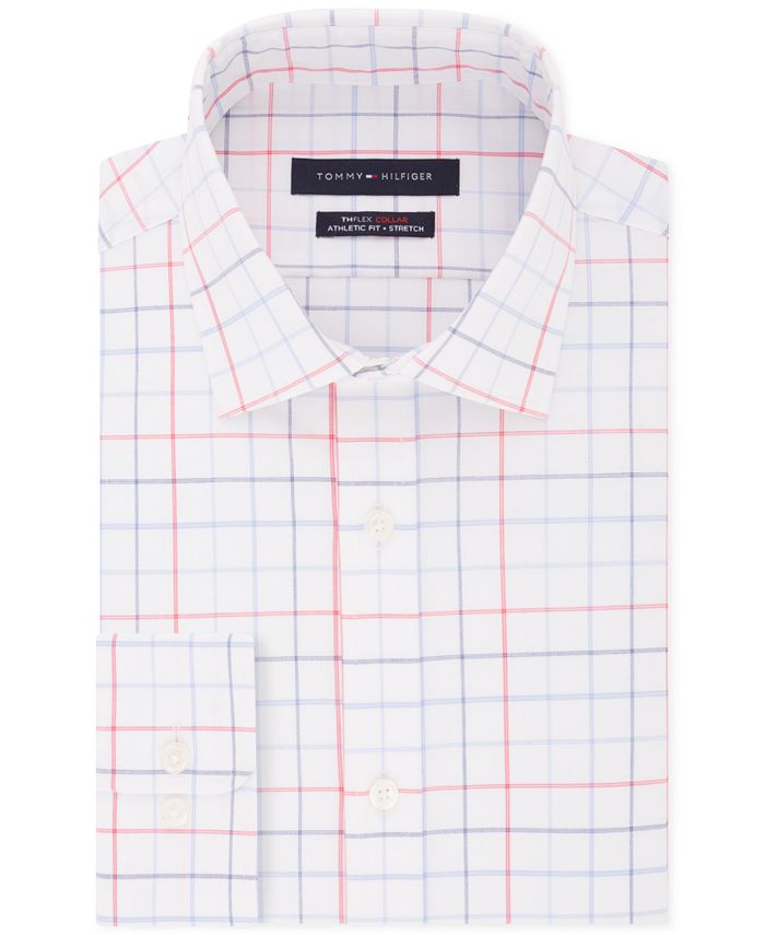 Camisa social masculina Tommy Hilfiger com ajuste Flex Stretch e absorção de umidade, vermelha, tamanho G