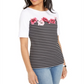 Karen Scott Blusa Feminina Estampada Manga Cotovelo Preta Tamanho P