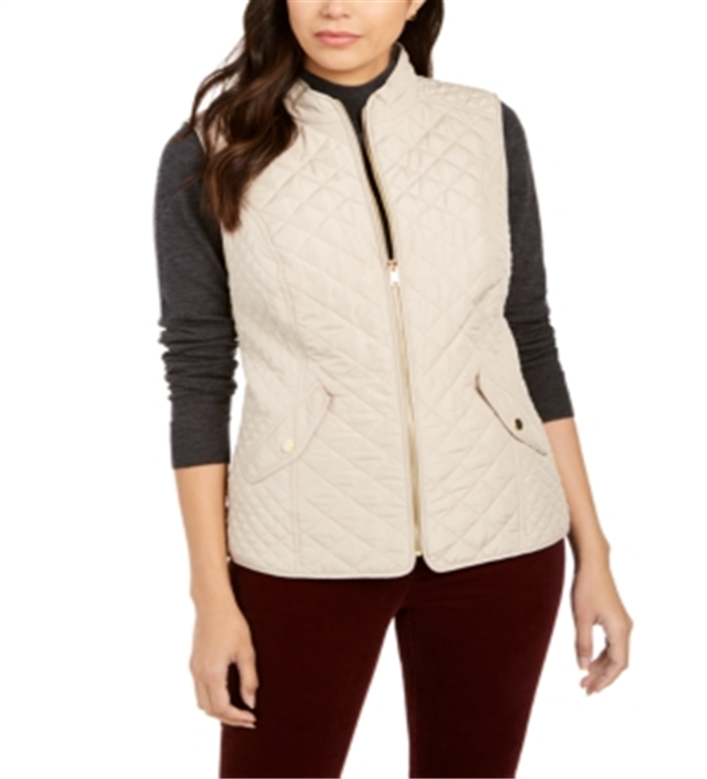 Colete feminino acolchoado com gola alta Charter Club Sedona Dust tamanho GG