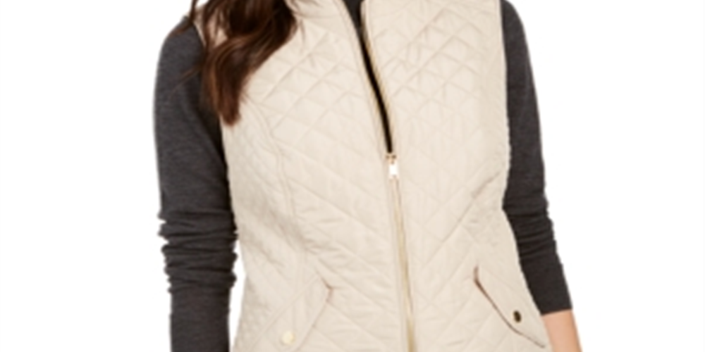 Colete feminino acolchoado com gola alta Charter Club Sedona Dust tamanho GG