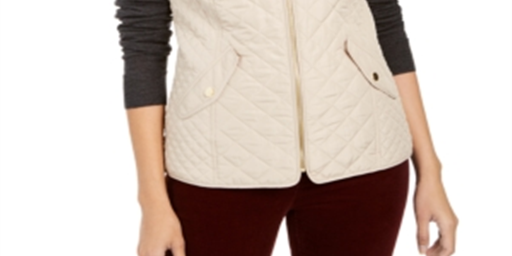 Colete feminino acolchoado com gola alta Charter Club Sedona Dust tamanho GG