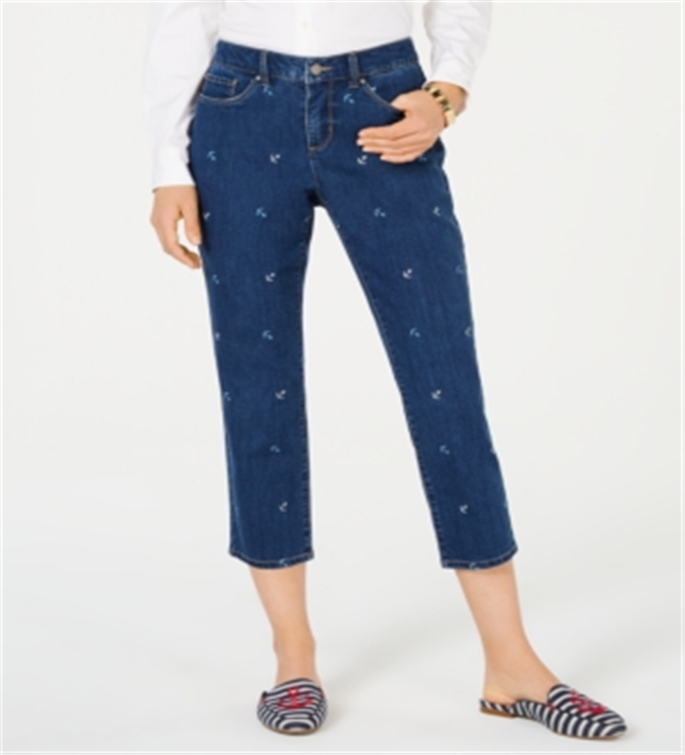 Charter Club Crop feminino bordado com controle de barriga, lavagem suave, tamanho 4