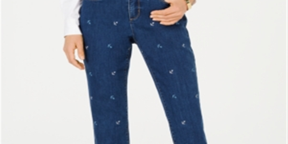 Charter Club Crop feminino bordado com controle de barriga, lavagem suave, tamanho 4