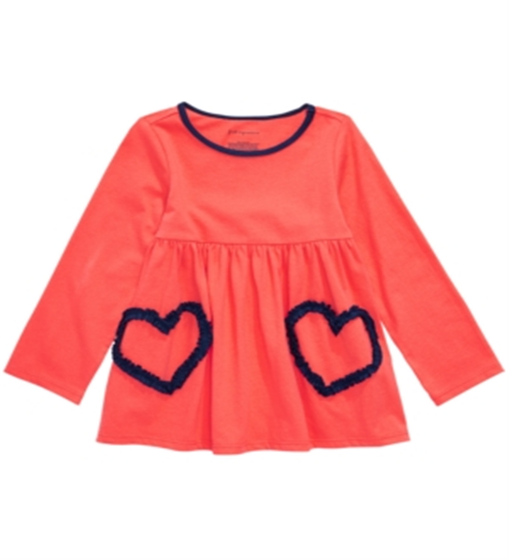 Túnica infantil First Impressions para meninas, cor de coração, laranja e coral, tamanho 2T