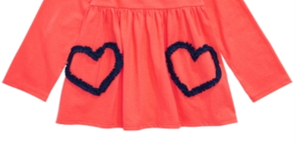 Túnica infantil First Impressions para meninas, cor de coração, laranja e coral, tamanho 2T
