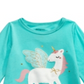 Camiseta de algodão com estampa de unicórnio First Impressions para bebê menina, verde, tamanho 12 MOS