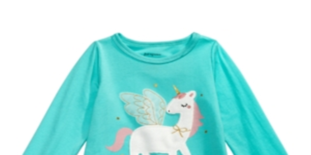 Camiseta de algodão com estampa de unicórnio First Impressions para bebê menina, verde, tamanho 12 MOS