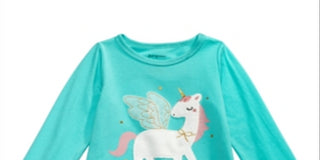 Camiseta de algodão com estampa de unicórnio First Impressions para bebê menina, verde, tamanho 12 MOS