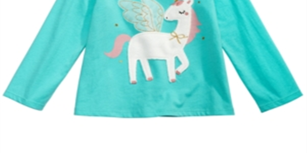 Camiseta de algodão com estampa de unicórnio First Impressions para bebê menina, verde, tamanho 12 MOS