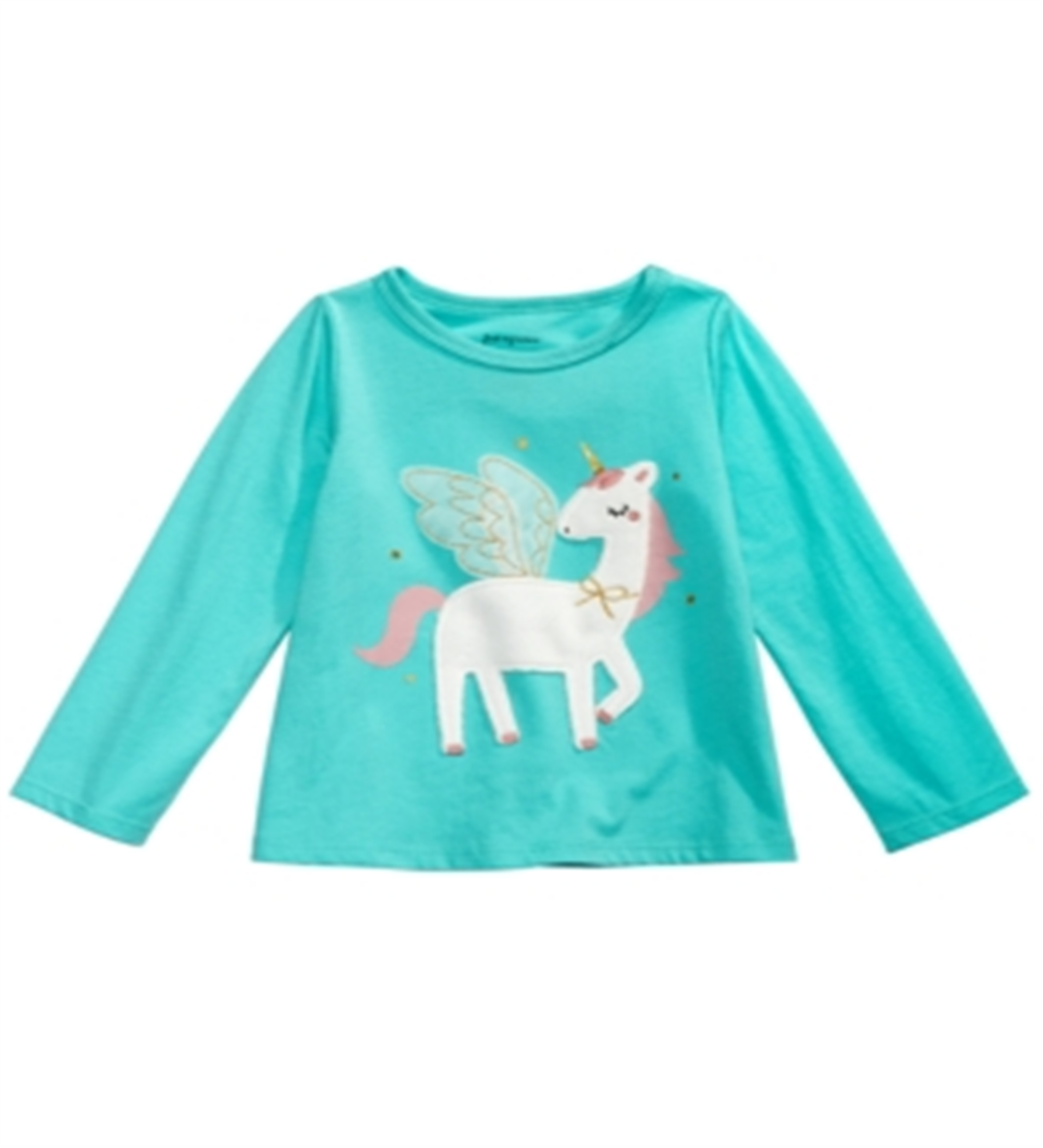 Camiseta de algodão com estampa de unicórnio First Impressions para bebê menina, verde, tamanho 18 meses