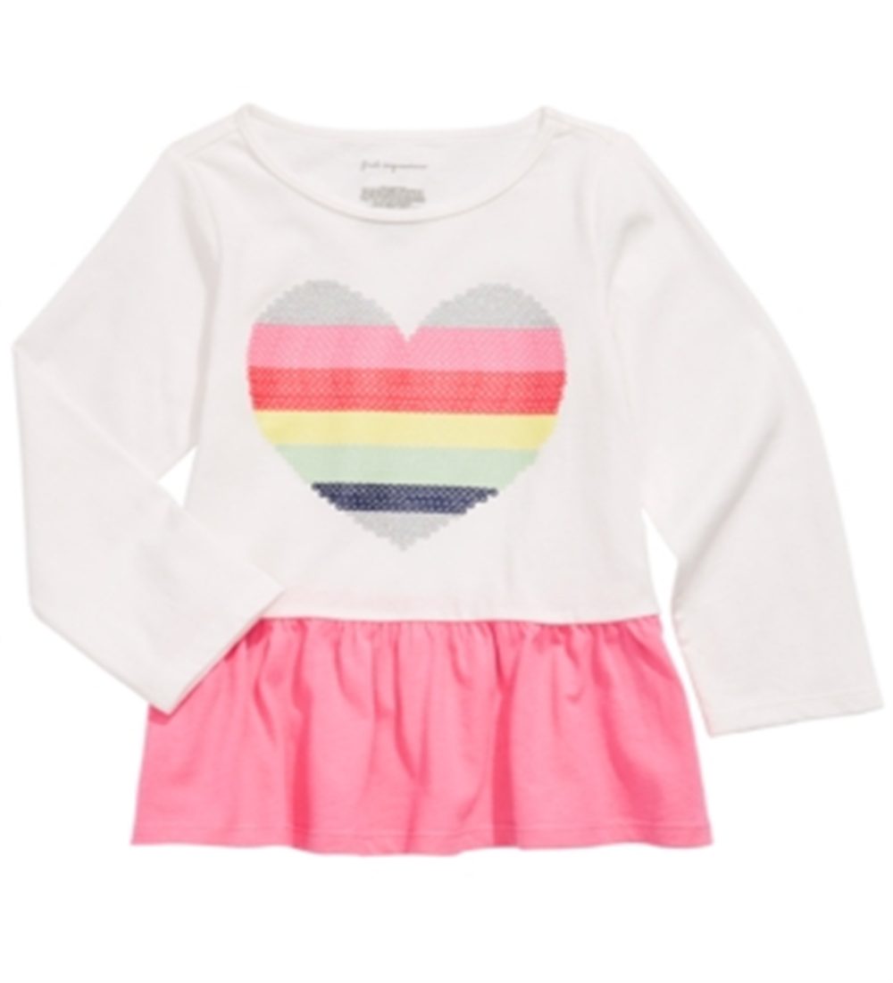 Camiseta Peplum Infantil First Impressions para Meninas, Branca, Tamanho 3T