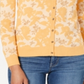 Cardigan feminino com estampa jacquard Charter Club, amarelo, tamanho grande