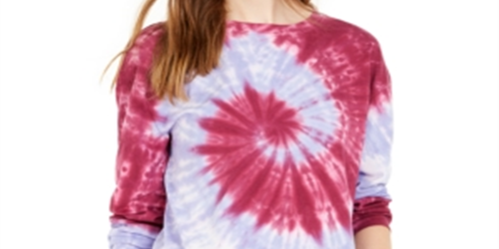 Rebellious One Blusa longa feminina com estampa tie-dye roxa, tamanho pequeno