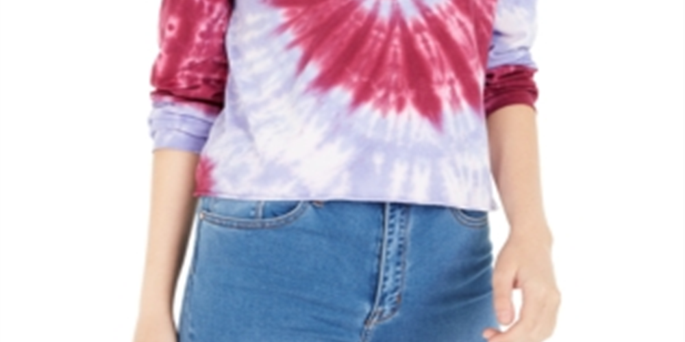 Rebellious One Blusa longa feminina com estampa tie-dye roxa, tamanho pequeno