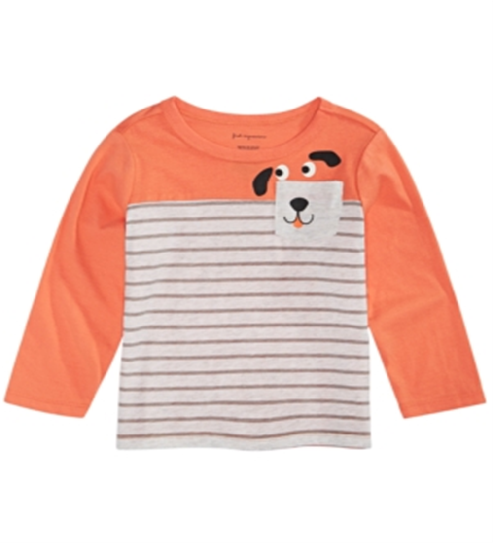 Camiseta com bolso e estampa de cachorro First Impressions para meninos, tamanho 6 a 9 meses