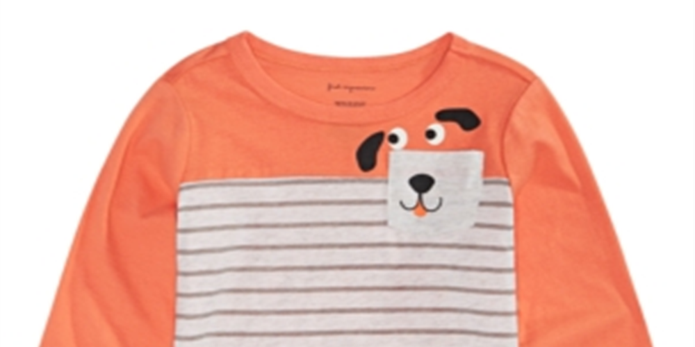 Camiseta com bolso e estampa de cachorro First Impressions para meninos, tamanho 6 a 9 meses