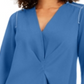Blusa túnica feminina Alfani com decote em V e acabamento contrastante, azul, tamanho médio
