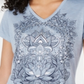 Camiseta feminina com estampa gráfica e bainha de lenço, estilo &amp; co, azul, tamanho pequeno pequeno