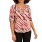 Blusa camponesa com mangas bufantes e estampa de aba enrolada, coleção NY, tamanho vinho, pequena, GG