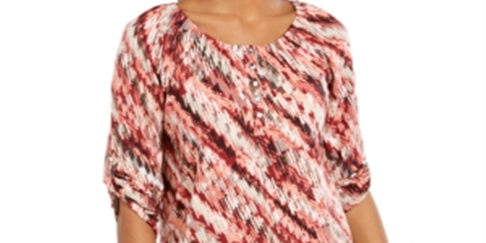 Blusa camponesa com mangas bufantes e estampa de aba enrolada, coleção NY, tamanho vinho, pequena, GG