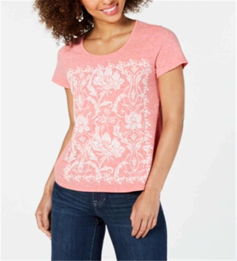 Camiseta feminina com estampa gráfica Style &amp; Co, rosa, tamanho pequeno G