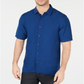 Camisa masculina Alfani de linho para uso no trabalho, azul, tamanho 3XL