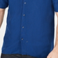 Camisa masculina Alfani de linho para uso no trabalho, azul, tamanho 3XL