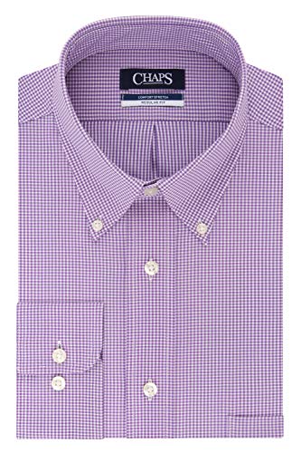Camisa social masculina Kenneth Cole, corte regular, xadrez e listras, roxa, tamanho 17,5 x 34-35